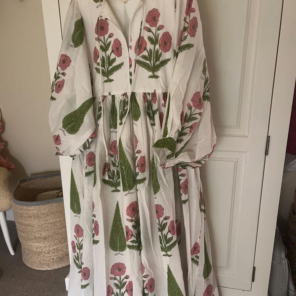 Botanical Garden Block Print Midi Dress