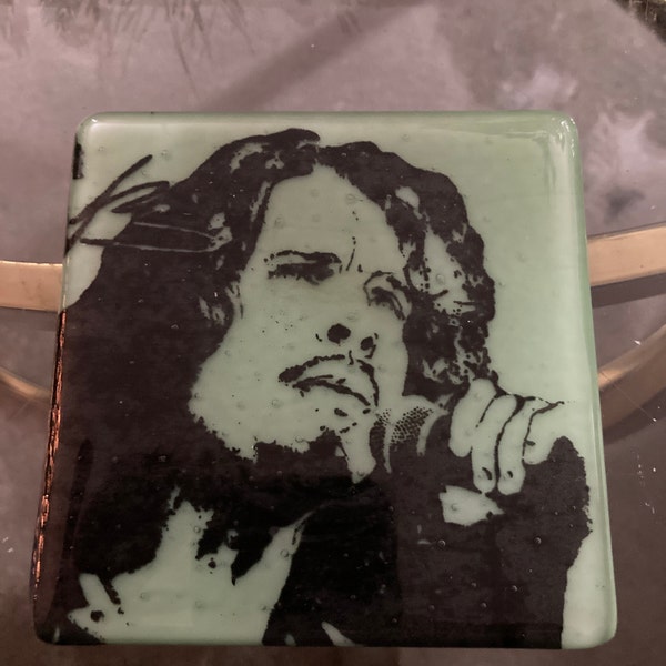 Tupac Shakur Rapper Singer Fused Glass Coaster, Music, 2pac, Makaveli ...