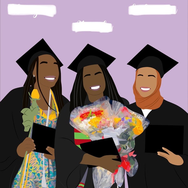 Graduation Pc Face Less Senior. Graduation Gift. Custom Minimalist Portrait. Faceless Digital ...