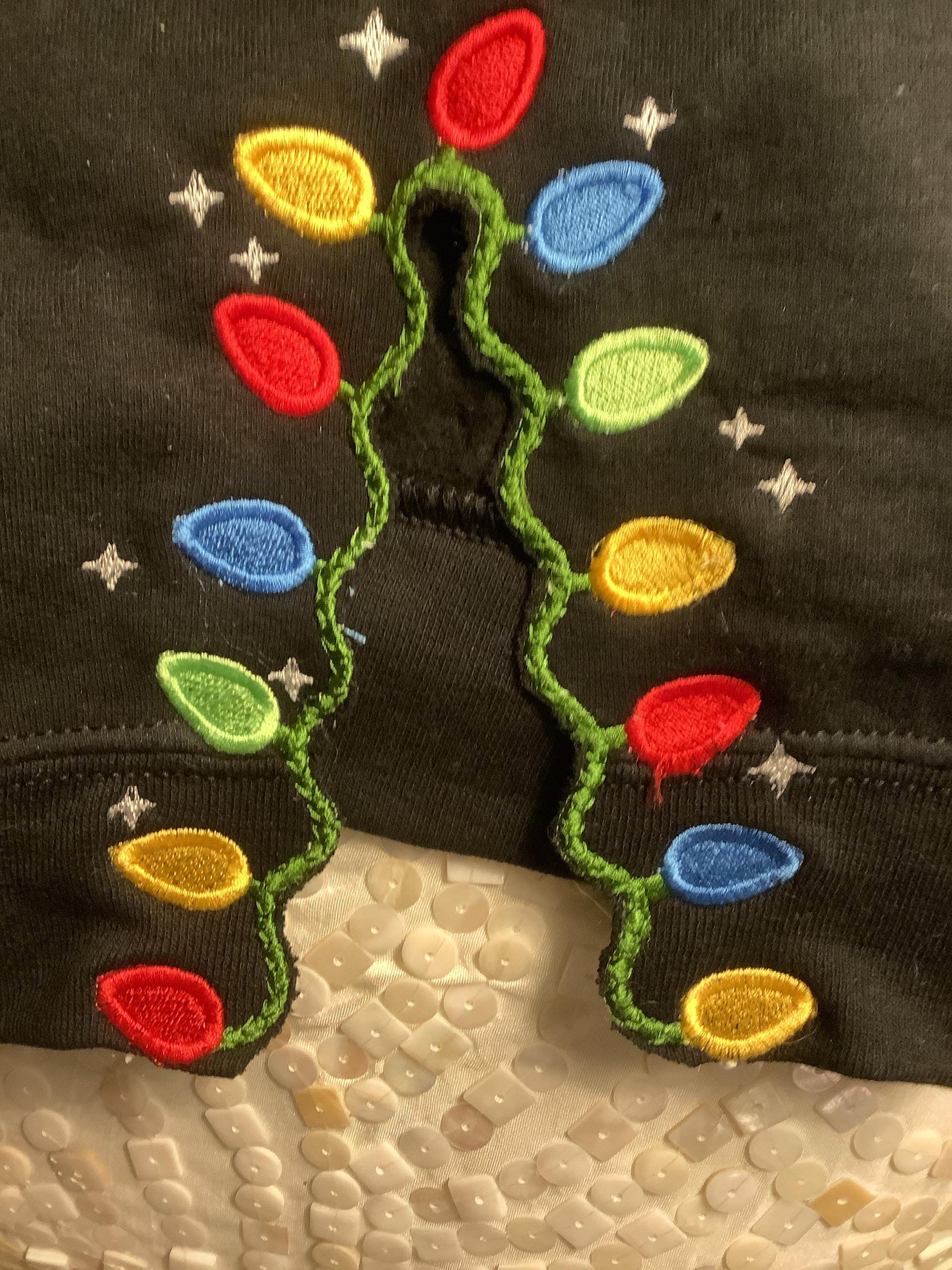 Customer project using Christmas Lights Split Side Seam embroidery design