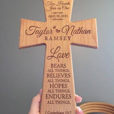 Wooden Wedding Cross Personalized Personalized Wooden Cross Wedding