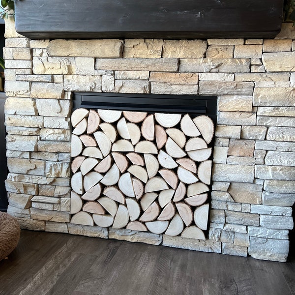 Fireplace Cover Screen Insert - Split Wood - Etsy