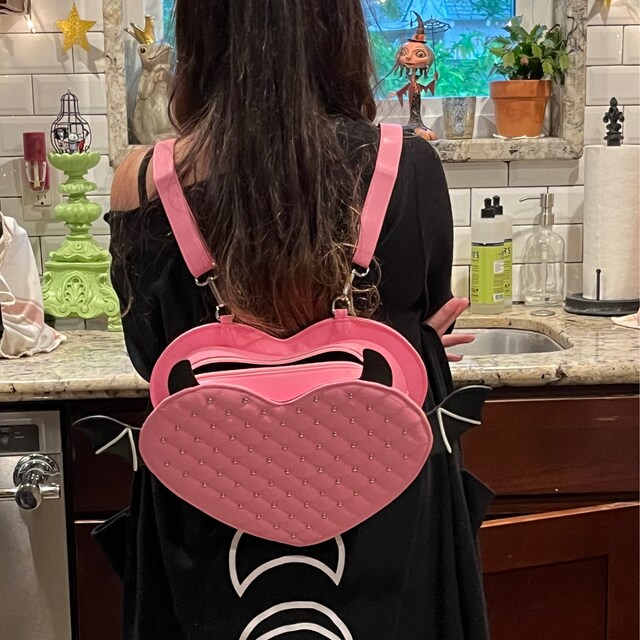 Studded Devil Heart Crossbody Backpack Convertible Bag Your Color Choice Etsy