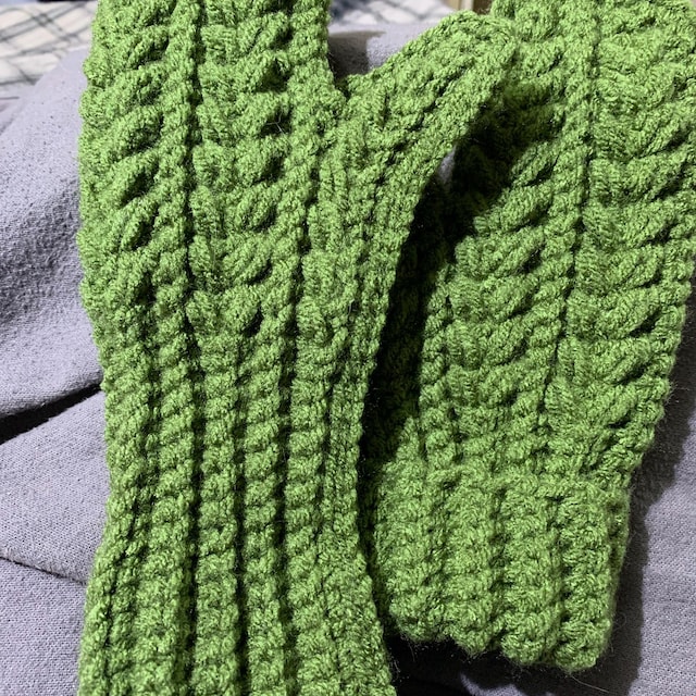 A customer's finished Winter Wheat Stitch Flat Mittens Crochet Pattern (Digital PDF)