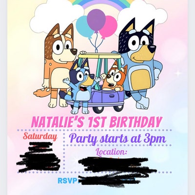 Bluey Editable Birthday Invitation Canva Template Bluey Kids - Etsy