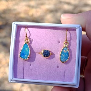 Customer photo from Monica, Mismatched Australian Fire Opal Studs, October Birthstone
