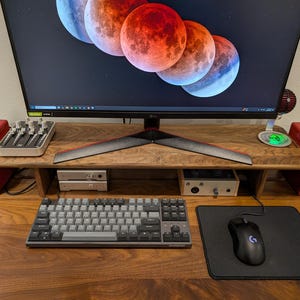 Desk Shelf Monitor Stand with storage, Desk Monitor Riser wood, Monitor Shelf wooden