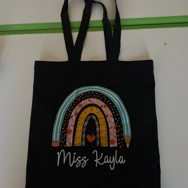 Personalized Teacher Tote Bag, Boho Rainbow Teacher Gift - Etsy