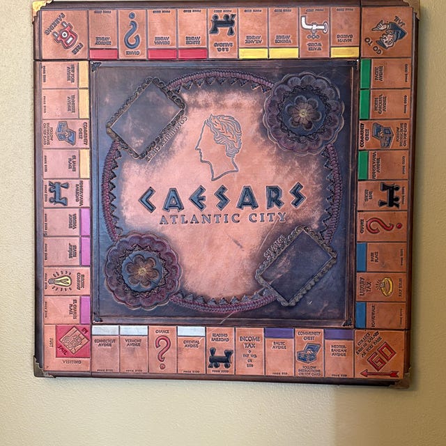 Hand Tooled Leather Monopoly Board - Caesars Atlantic City