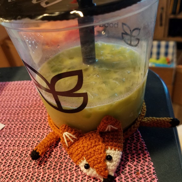 Fox Coaster Crochet, Handmade Animal Coaster, Amigurumi Animal Coaster ...