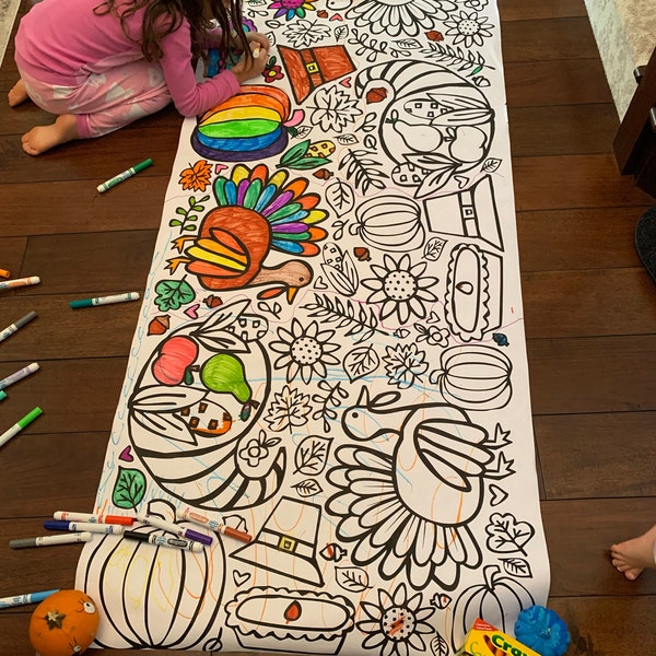GIANT Thanksgiving Coloring Poster or Table Cover Paper Turkey