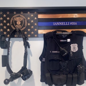 Police Gear Rack Thin Blue Line Gear Rack Police Officer Gift Police ...