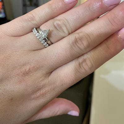 3MM Round Moissanite Open Notch Bubble Set Wedding Matching Band for ...