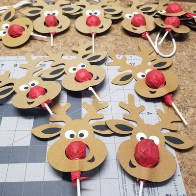 Rudolph the Red-nosed Reindeer Lollipop .SVG and PDF File - Etsy