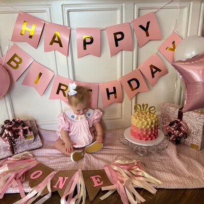 Birthday Handsmocked Girl Romper main image 0