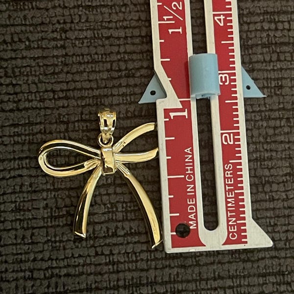 Ribbon Bow Charm in Shiny Gold