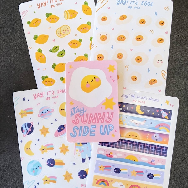 Kawaii Space Sticker Sheet – Cute Planner Journal Stickers - Etsy