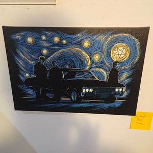 Supernatural Dean Sam Castiel Vincent Van Gogh Starry Night Framed Canvas, Unframed Poster, Supernatural Canvas, Starry Night Wall Decor