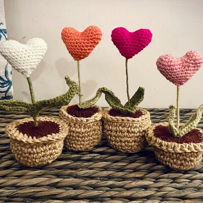 Red Heart Plant in a Pot Crochet Pattern Personalised - Etsy