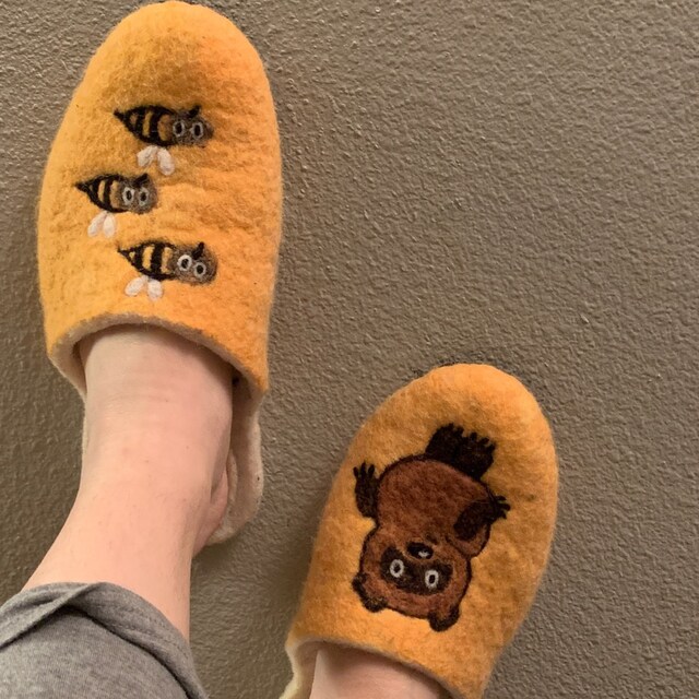 Gefilzte Hausschuhe Winnie Der Pooh Warme Wolle Gefilzt Etsy
