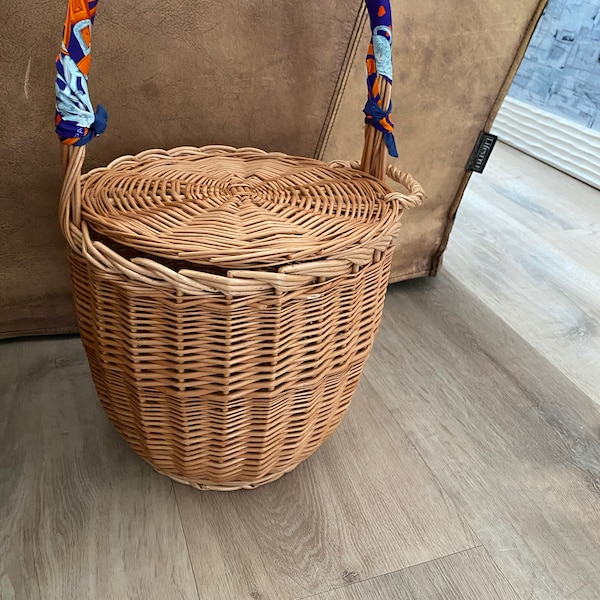 Large Birkin Style Bag, Jane Birkin Basket Bag, Picnic Basket With Lid ...