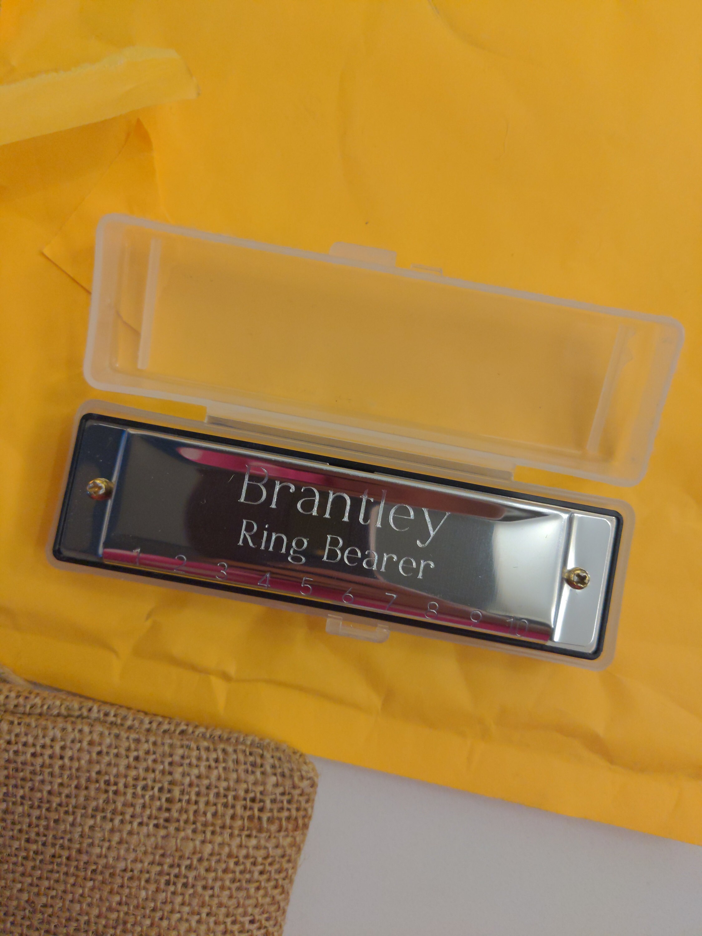 Harmonica Personalized Stainless Steel, Groomsmen, Kids Gifts, Ring bearer, Gifts for Men, Ring Security,  Officiant, Birthday, Christmas