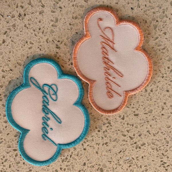 Panda Rectangle. Fl Soyeux, Prénom Brodé Et Tssu Au Chox. [10.5×5.5cm] | Novelty Sgn