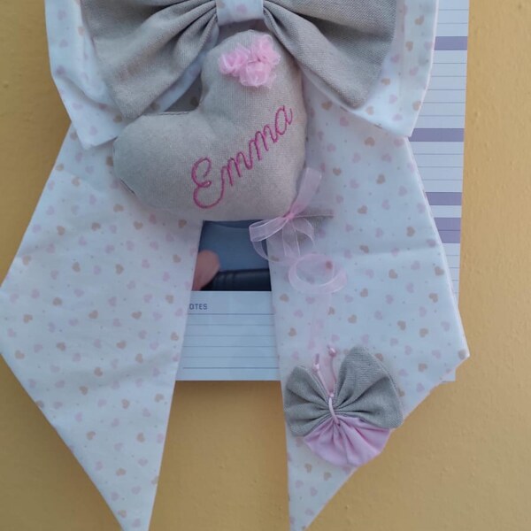 Fiocco Nascita Rosa Micocca Baby Fiocco Nascita Azzurro Con Nome Personalizzato Ricamato Made In Italy :  Fiocco Nascita Bimba Personalizzato - 8