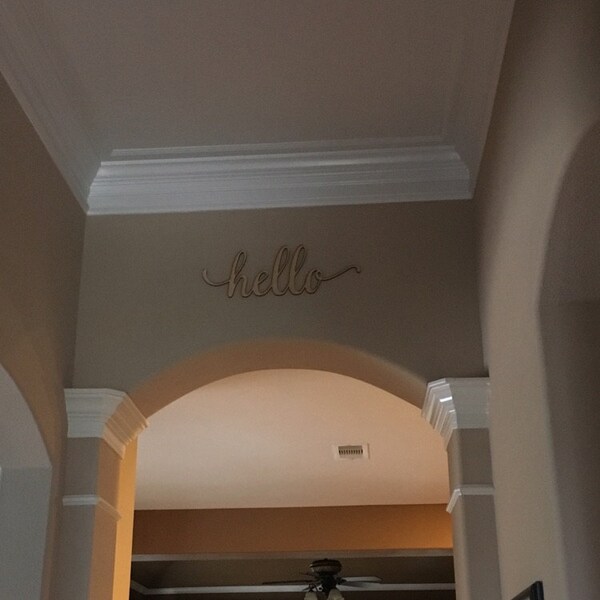 Hello Script Wood Sign -wood Sign Art, Wooden Hello, Hello Sign, Laser ...