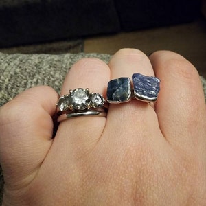Customer photo, Raw Sapphire Ring in Yellow Gold