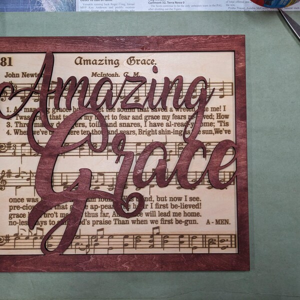 Amazing Grace Sign Svg – Layered Wood Hymn Laser File – Gospel Wall ...