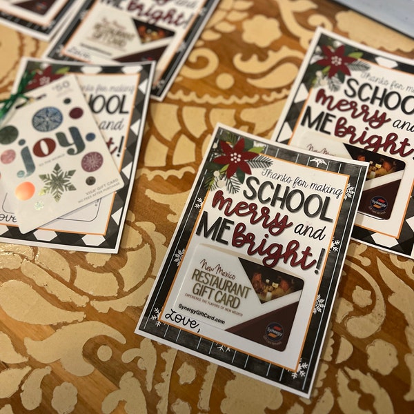 Christmas Teacher Gift - Gift Card Tag for Teacher Christmas Gift - Gift Card Holder - Gift Card ...