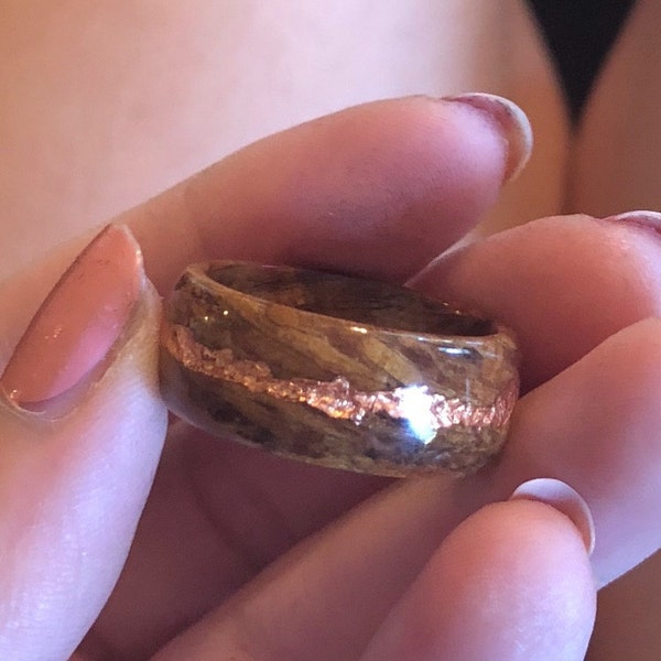 Ancient Kauri Spiral Grain Wood Ring With Central 24K Gold Vein ...