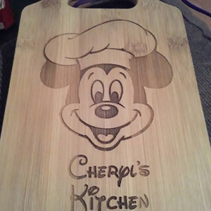 Personalized Name Mickey Mouse Chef Hat Inspired Cheese, Cutting Wood ...