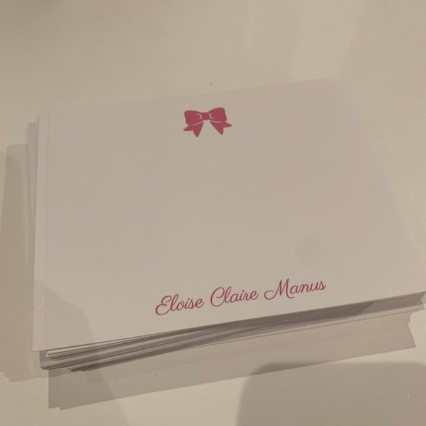 Personalized Pink Bow Stationery Set | Baby Girl Stationary Thank You ...