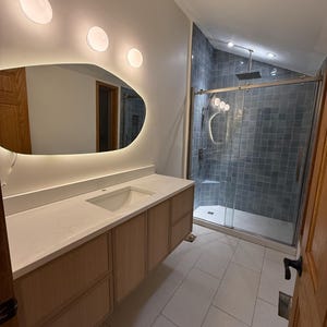 Rose Gold Tinted Asymmetrical Wall Mirror Aesthetic Pink Tinted Home Mirror