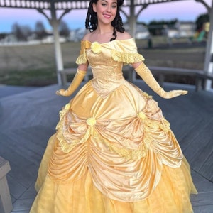 ディズニー風、ベルの大人用ドレス、ベルの大人用コスチューム、美女と