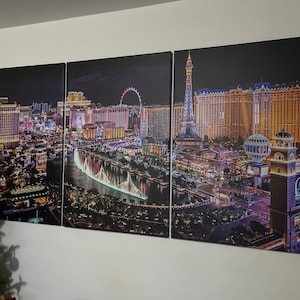 Wall Art Print Artwork Canvas Ready To Hang 140x70 Las Vegas City