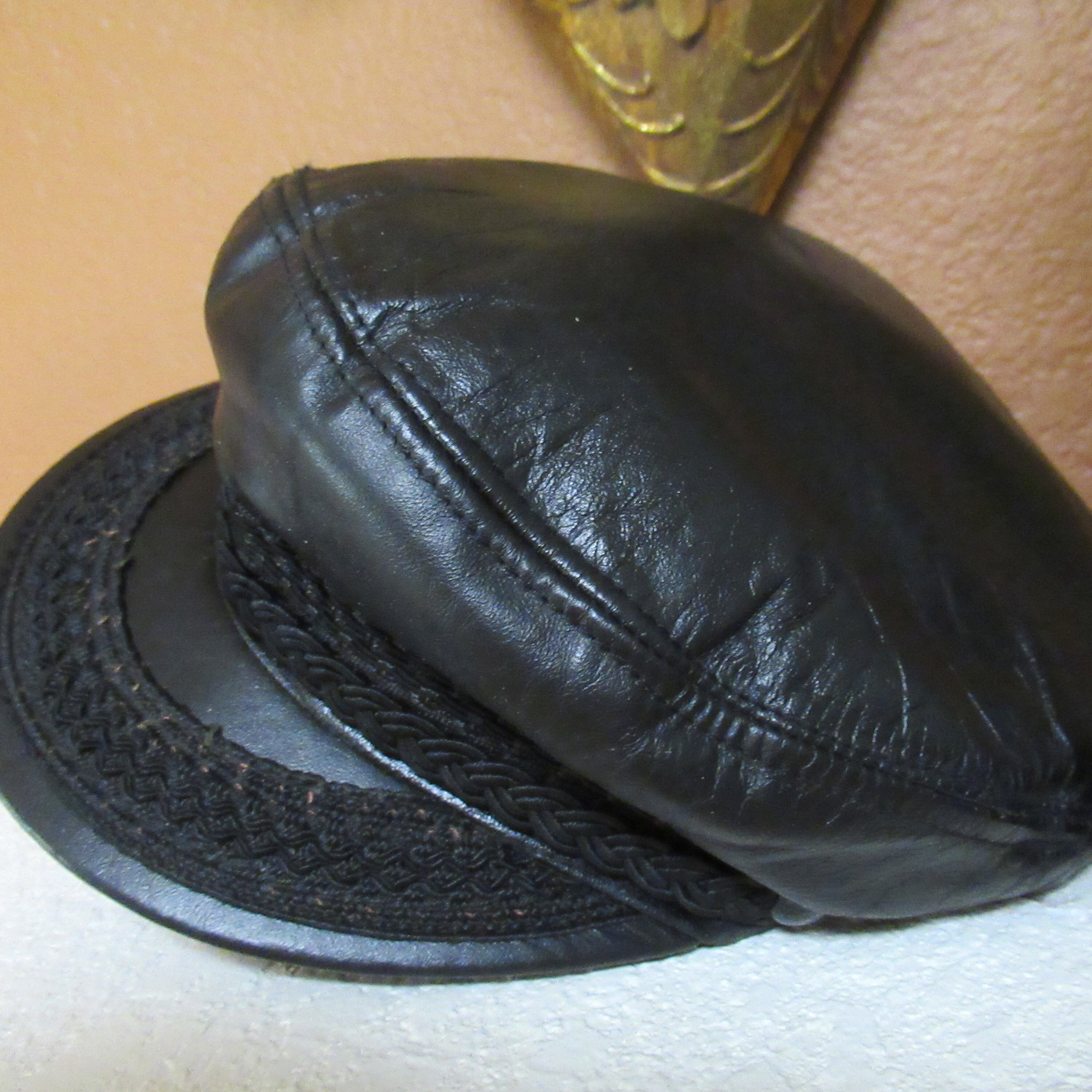 leather sailors cap vintage newsboy hat retro leather captain hat