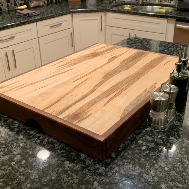 Handmade Large Cutting Board with Handles, Wood Stove Top Cover –  stonewondesigns