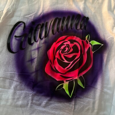 Airbrush T Shirt Rose Script Name Design - Etsy