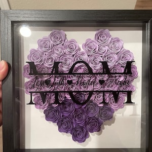 Mom Heart Shaped Monogram Flower Shadow Box Mom Mothers Day Gift ...