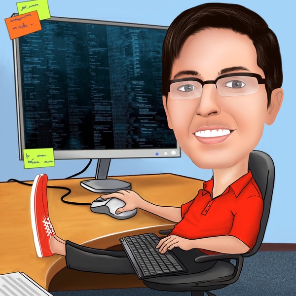 Programmer Gift - Caricature Portrait From Photo / Gift for Coder ...