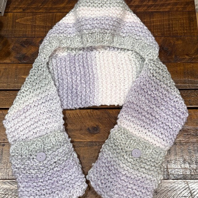 Knitting Pattern-the Tuft Hooded Scarf (12/18 Months, Toddler