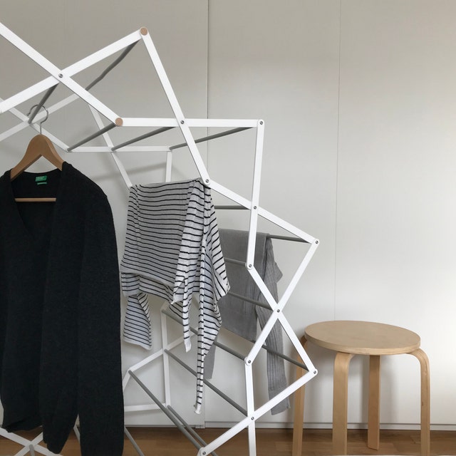 Modern Clothes Drying Rack Foldable Compact Laundry Room Hanger Minimalist Indoor Outdoor Airer Designer Star Shape Stand the Hodler Etsy New Zealand