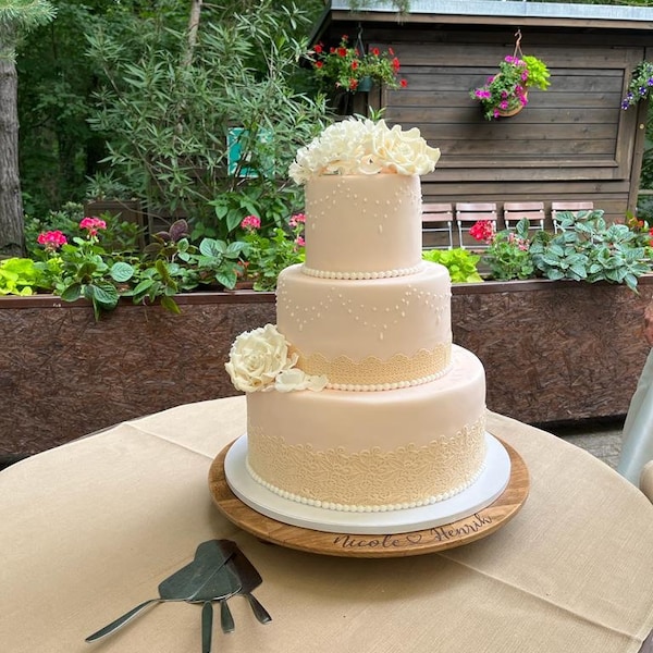CAKE STAND Wood Wedding White Extra Large Plate 19/18/17/15.5/14/11.5 ...