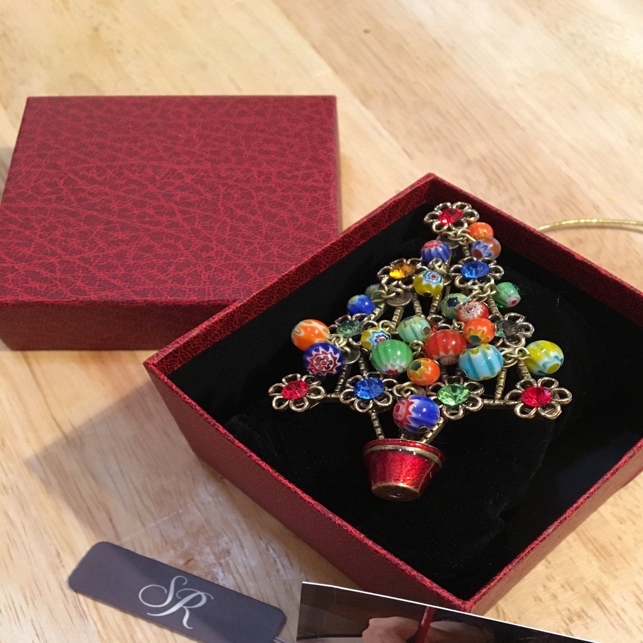 Christmas Tree Pin, Christmas Brooch, Christmas Jewelry, Christmas Pins, Millefiori Beads Holiday, Holiday Jewelry, Tree Pin, Xmas Tree P185