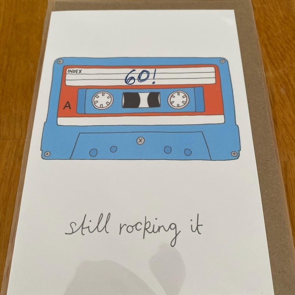 60 and Still Rocking It! 60th Birthday Card! | Cassette Tape | Funny ...