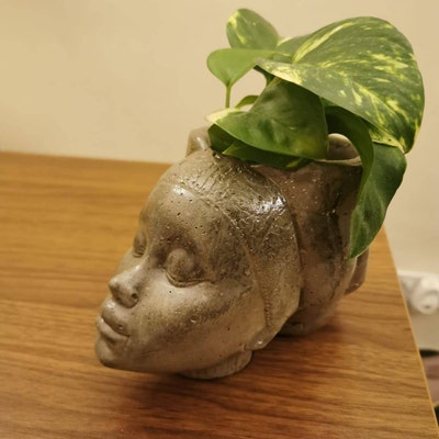 African Woman Face Shaped Flower Pots Head Pots Female Head Planter ...