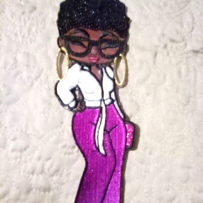 New, sophisticated Queen Sequins, Fur, & Satin, 6 Patch, Iron-on